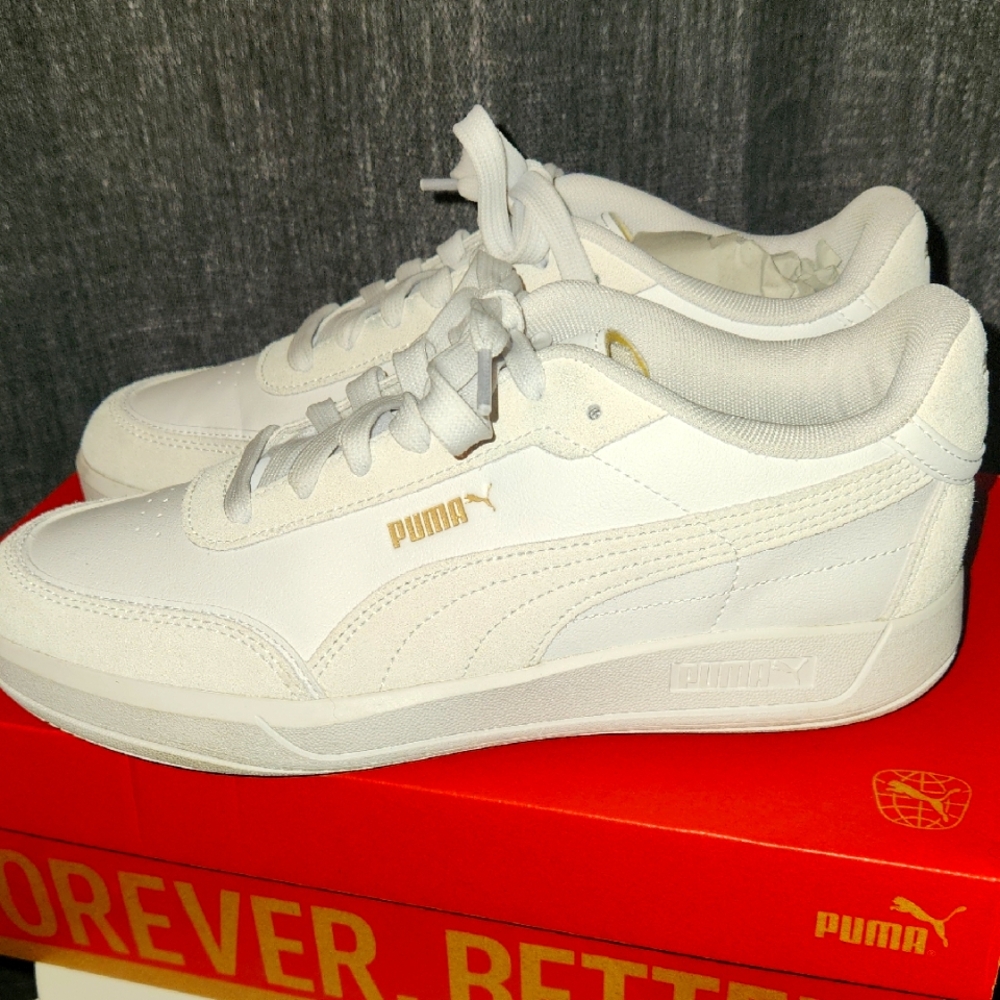 Brand New Puma White Sneakers Classic Design Leather Upper